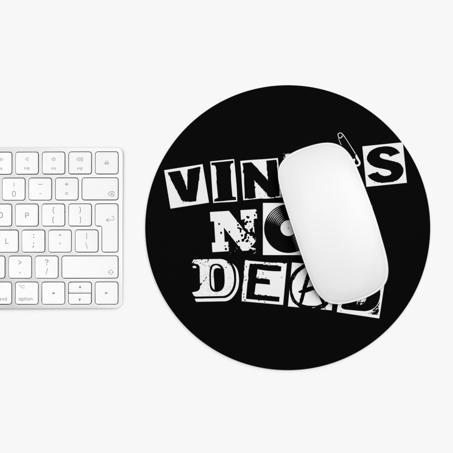Vinyl Record Themed Mouse Pad - Vinyl is Not Dead Print on desk
