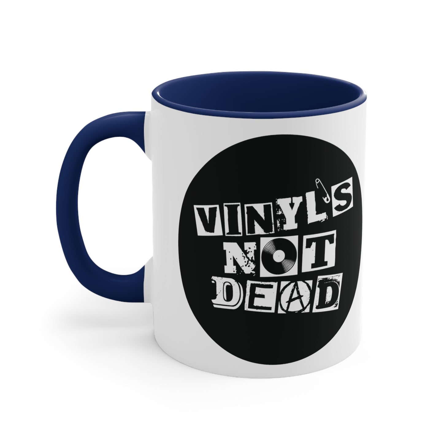 Vinyl Record Themed 11oz Accent Coffee Mug - Vinyl is Not Dead Print