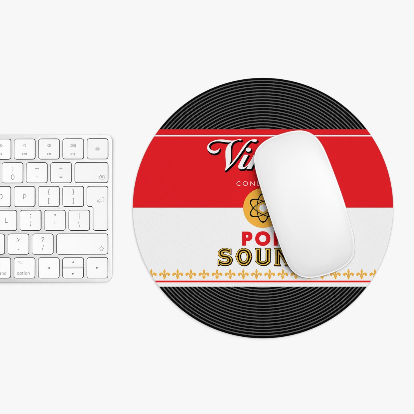 Vinyl Record Themed Mouse Pad Vinyl Condensed Print with mouse and laptop