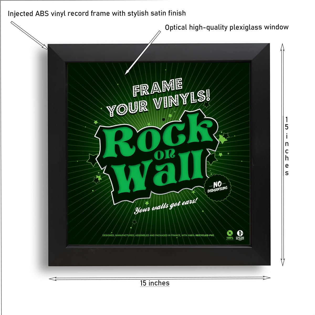 Set of 3 Vinyl Record Wall Display Frame - Awesome gift for Vinyl collector To Display and Protect 33LP on the Wall